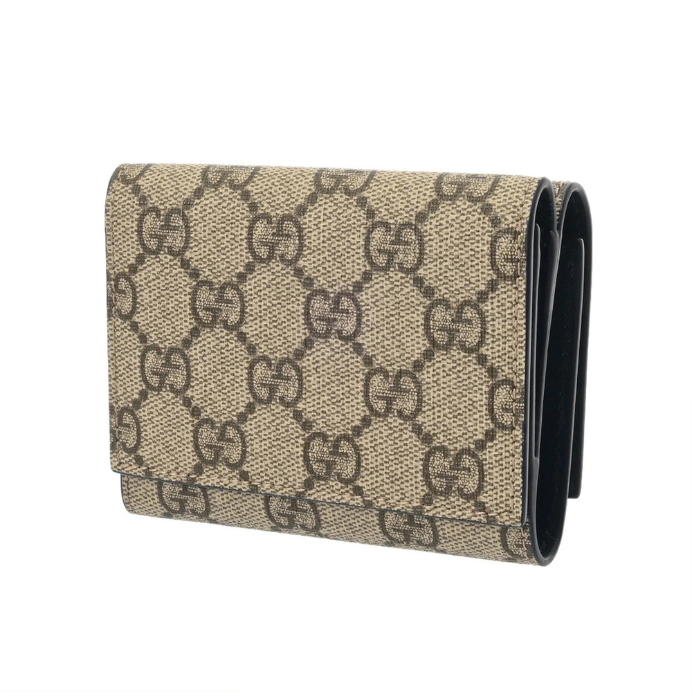 Gucci Blue Beige Tri Leather Wallet Canvas GG fold Supreme Blue Tan